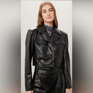Saunders Black Faux Leather Jacket Size 2